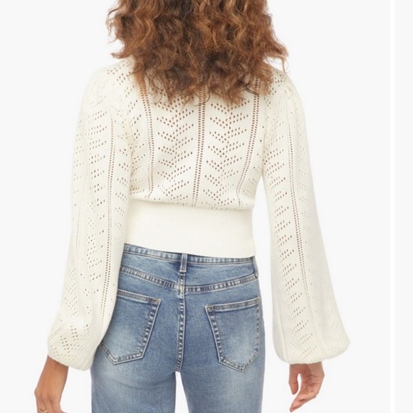 NWT Pointelle Balloon-Sleeve Sweater - Picture 4 of 6